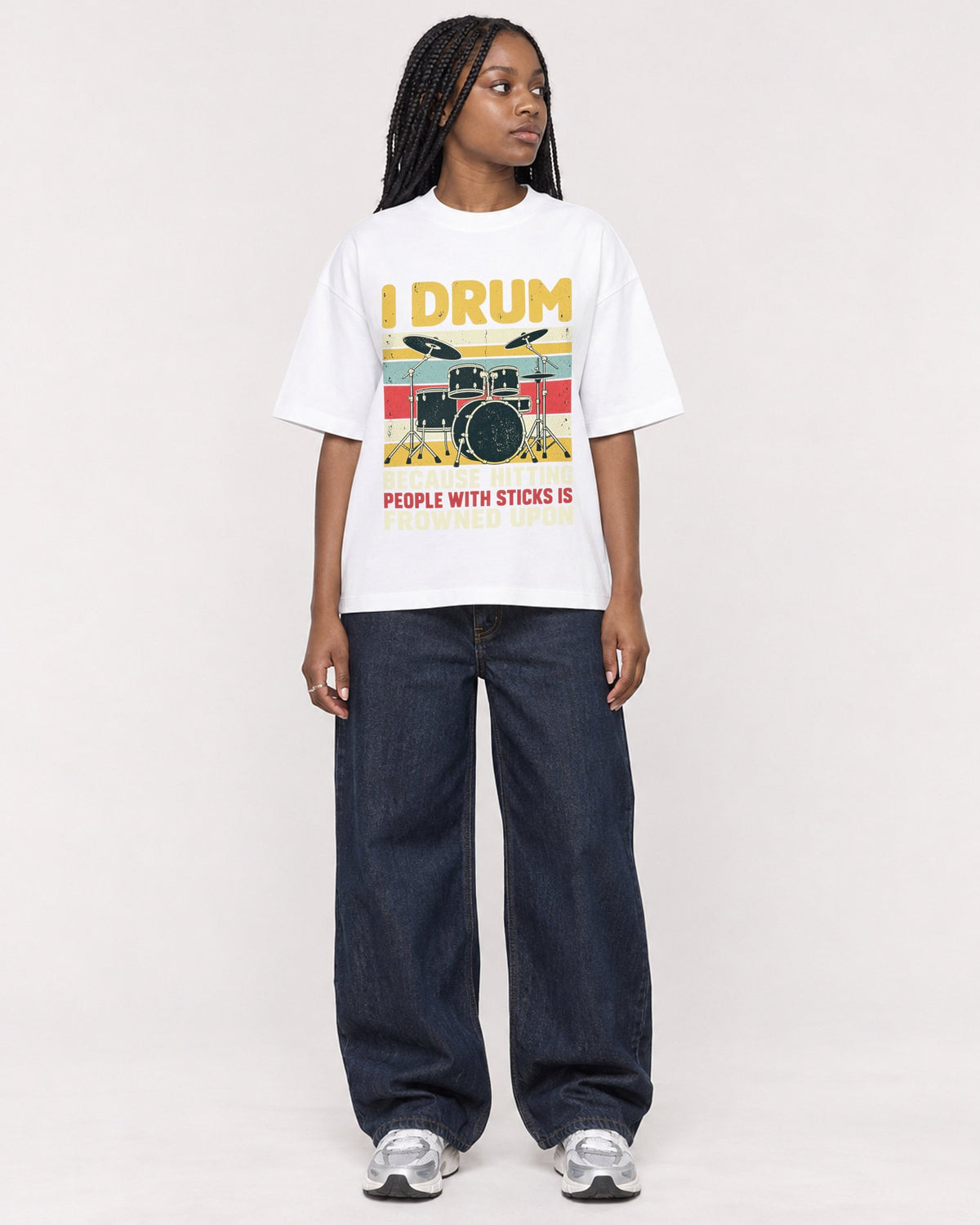 Mockup Boxy Heavyweight Tee White female full-body 04