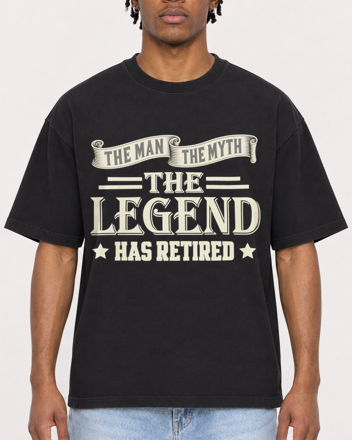 Mockup Boxy Heavyweight Tee Black male close-up 05