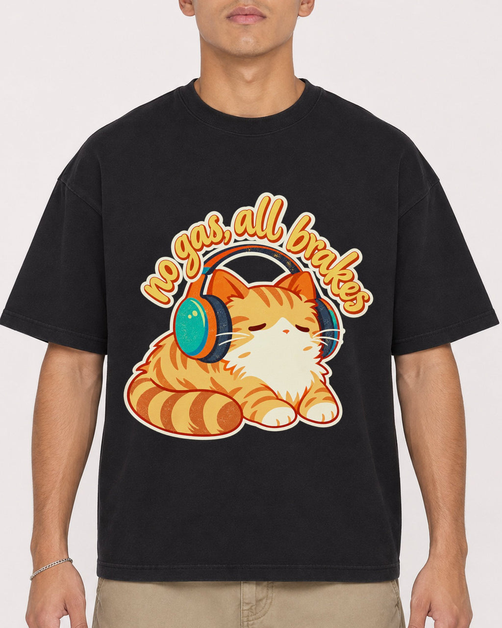 Mockup Boxy Heavyweight Tee Black male close-up 16