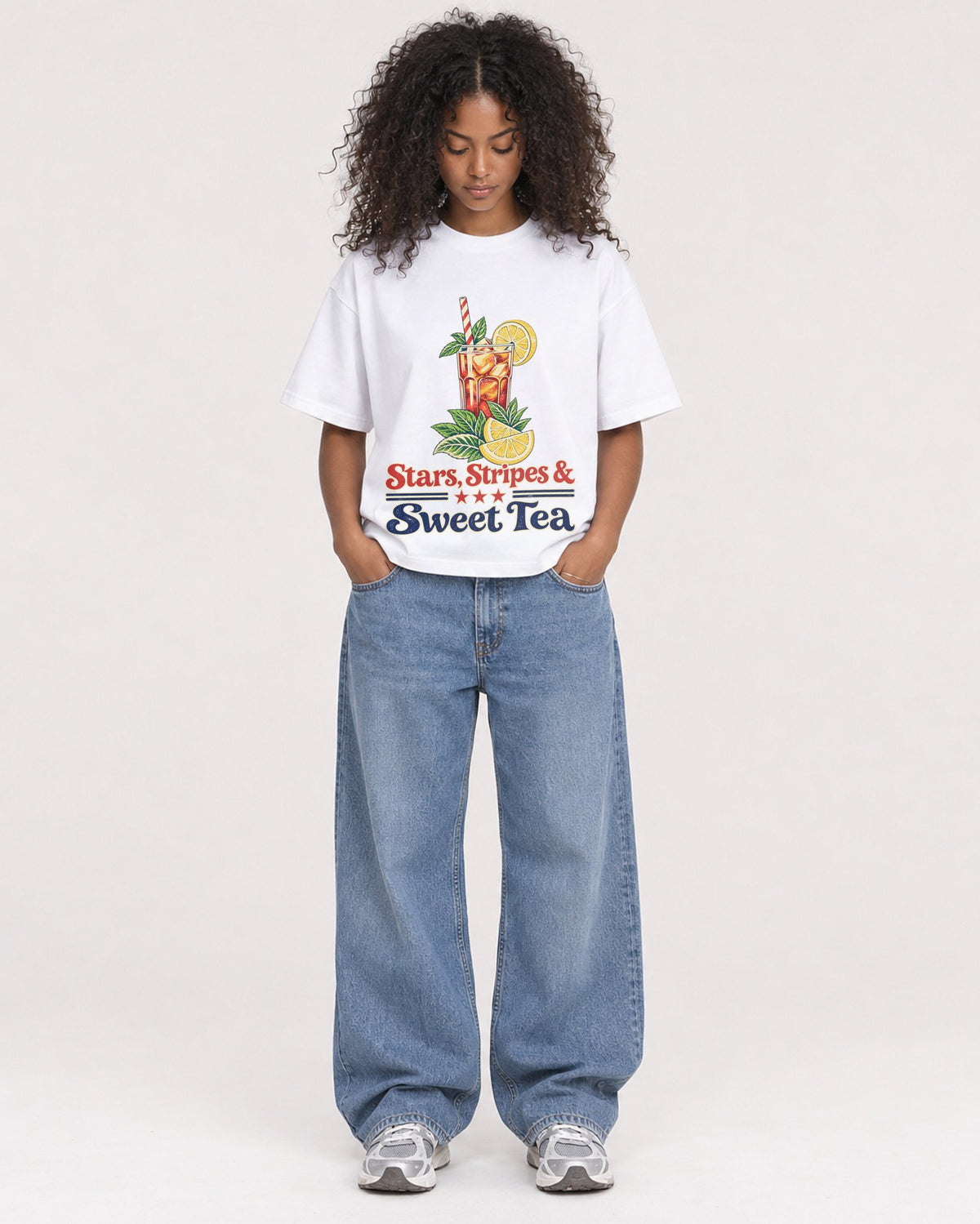 Mockup Boxy Heavyweight Tee White female full-body 05
