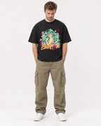 Mockup Boxy Heavyweight Tee Black male full-body 08