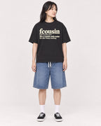 Mockup Boxy Heavyweight Tee Black female full-body 13