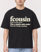 Mockup Boxy Heavyweight Tee Black male close-up 13