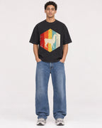Mockup Boxy Heavyweight Tee Black male full-body 10