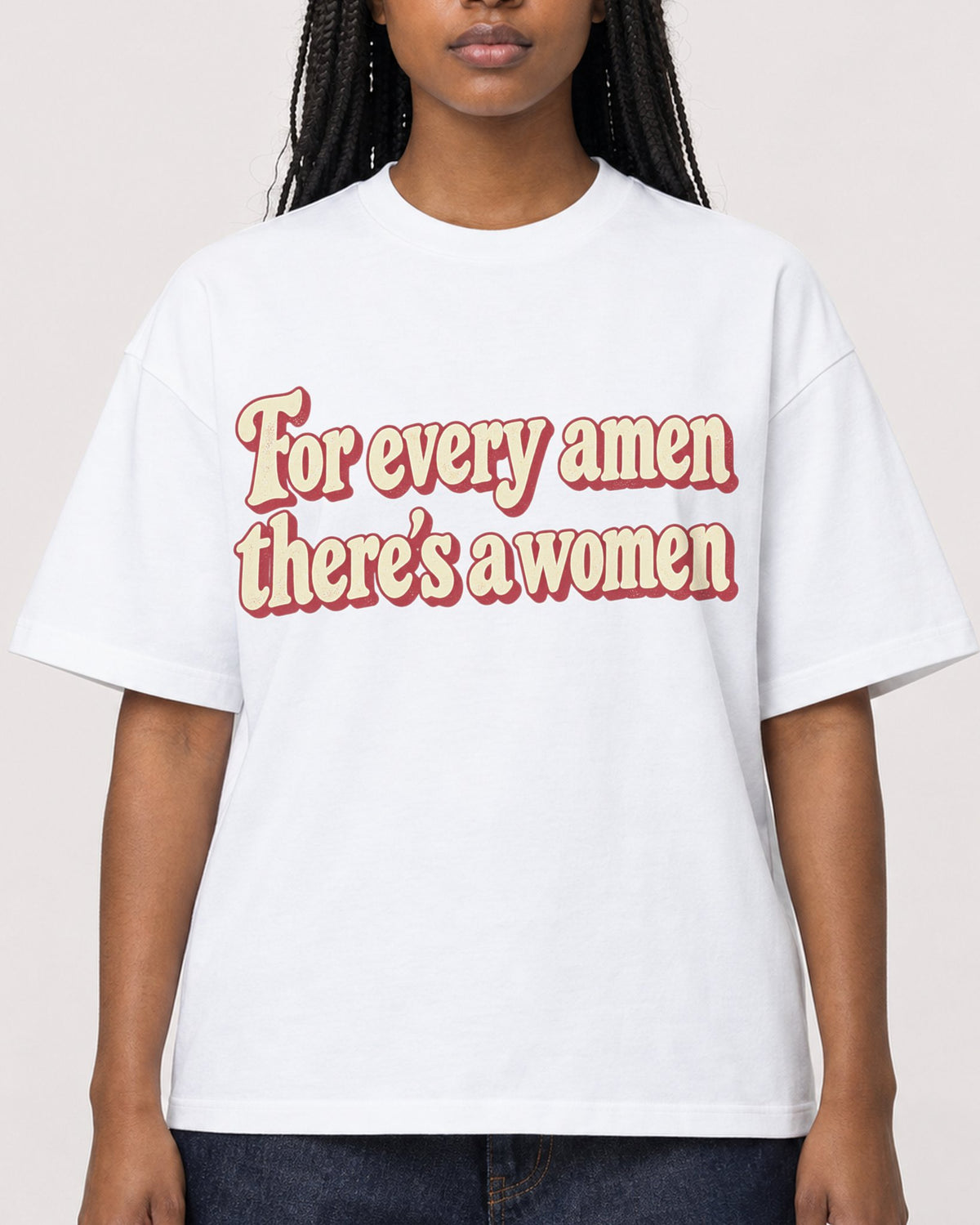 Mockup Boxy Heavyweight Tee White female close-up 04