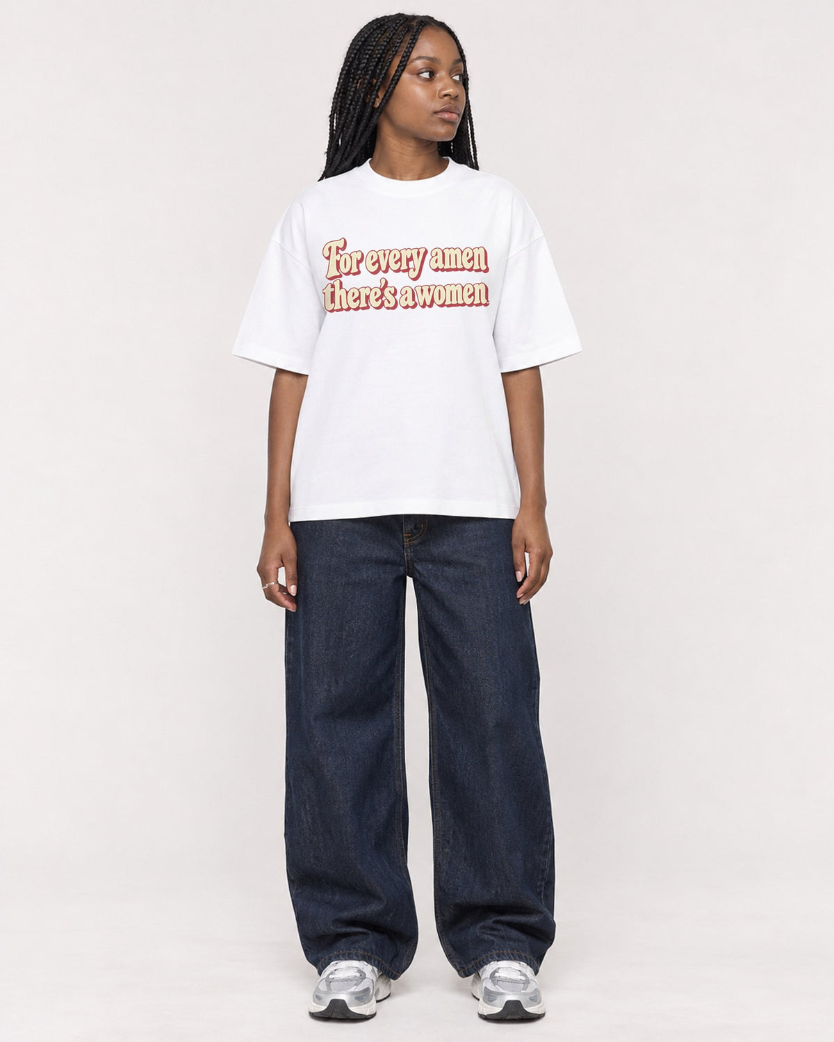 Mockup Boxy Heavyweight Tee White female full-body 04