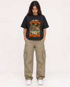 Mockup Boxy Heavyweight Tee Black female full-body 06