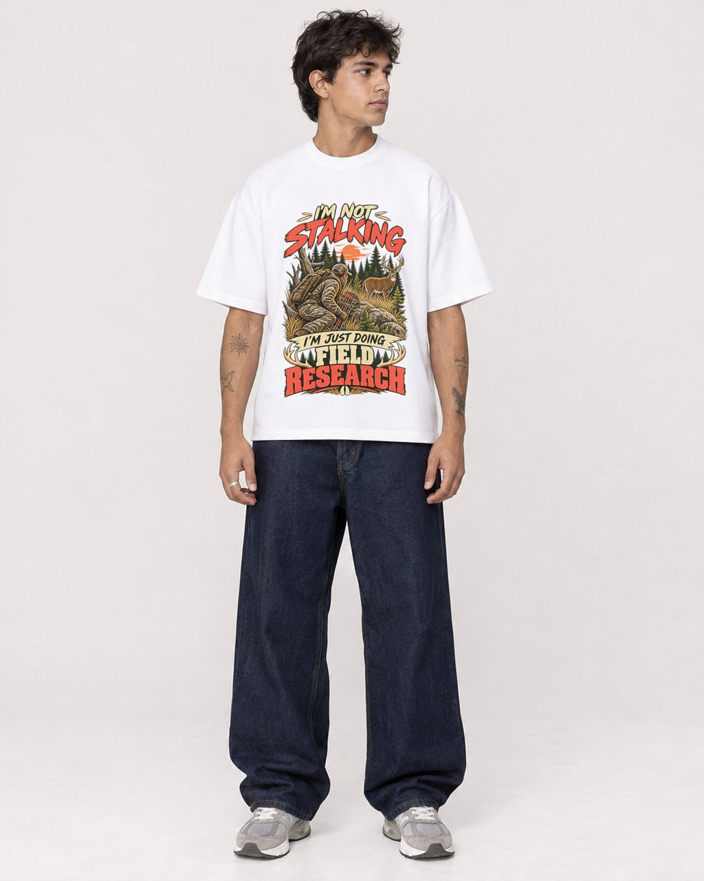Mockup Boxy Heavyweight Tee White male full-body 06