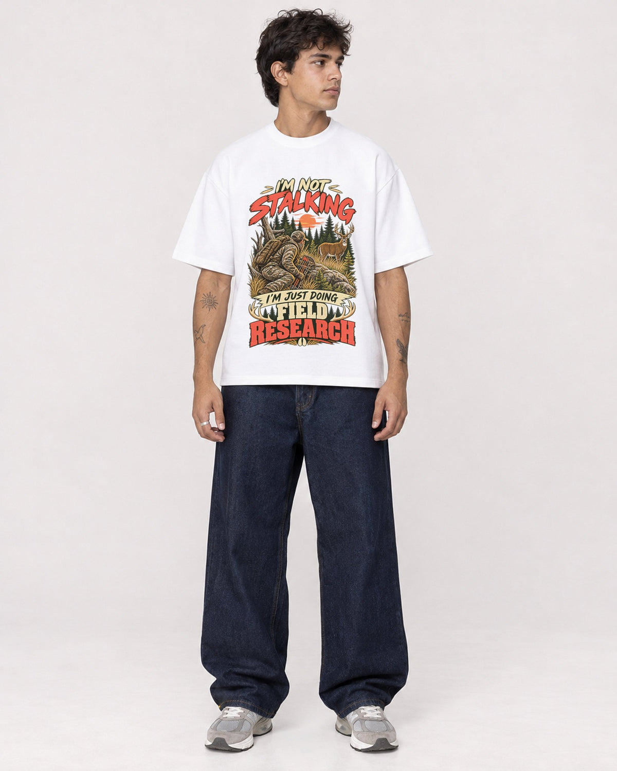 Mockup Boxy Heavyweight Tee White male full-body 06