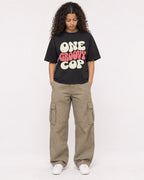 Mockup Boxy Heavyweight Tee Black female full-body 10