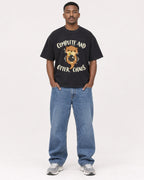 Mockup Boxy Heavyweight Tee Black male full-body 14