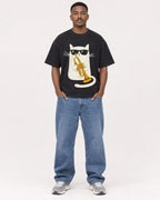 Mockup Boxy Heavyweight Tee Black male full-body 14