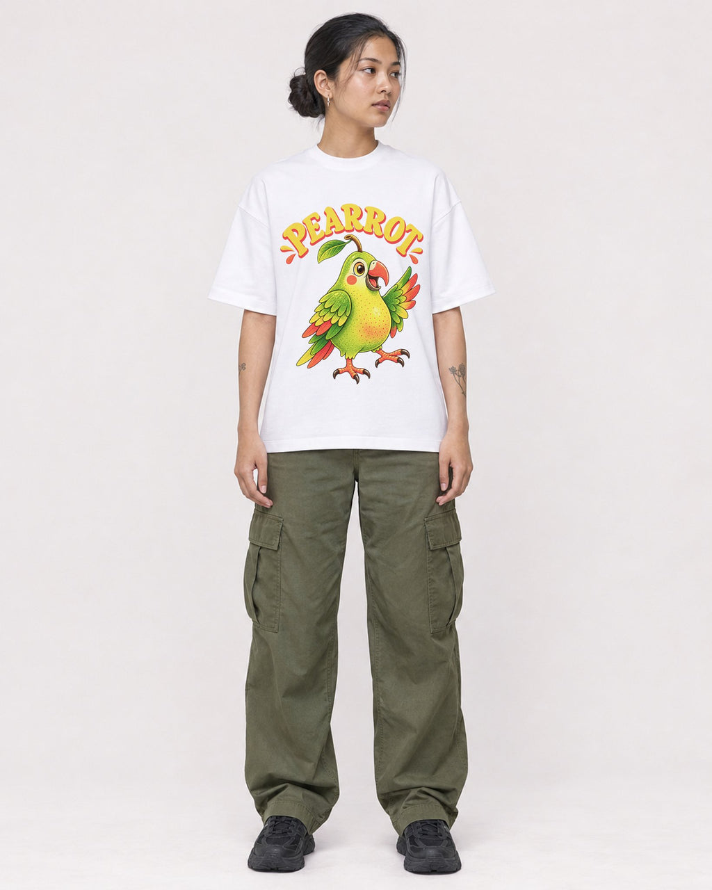Mockup Boxy Heavyweight Tee White female full-body 12