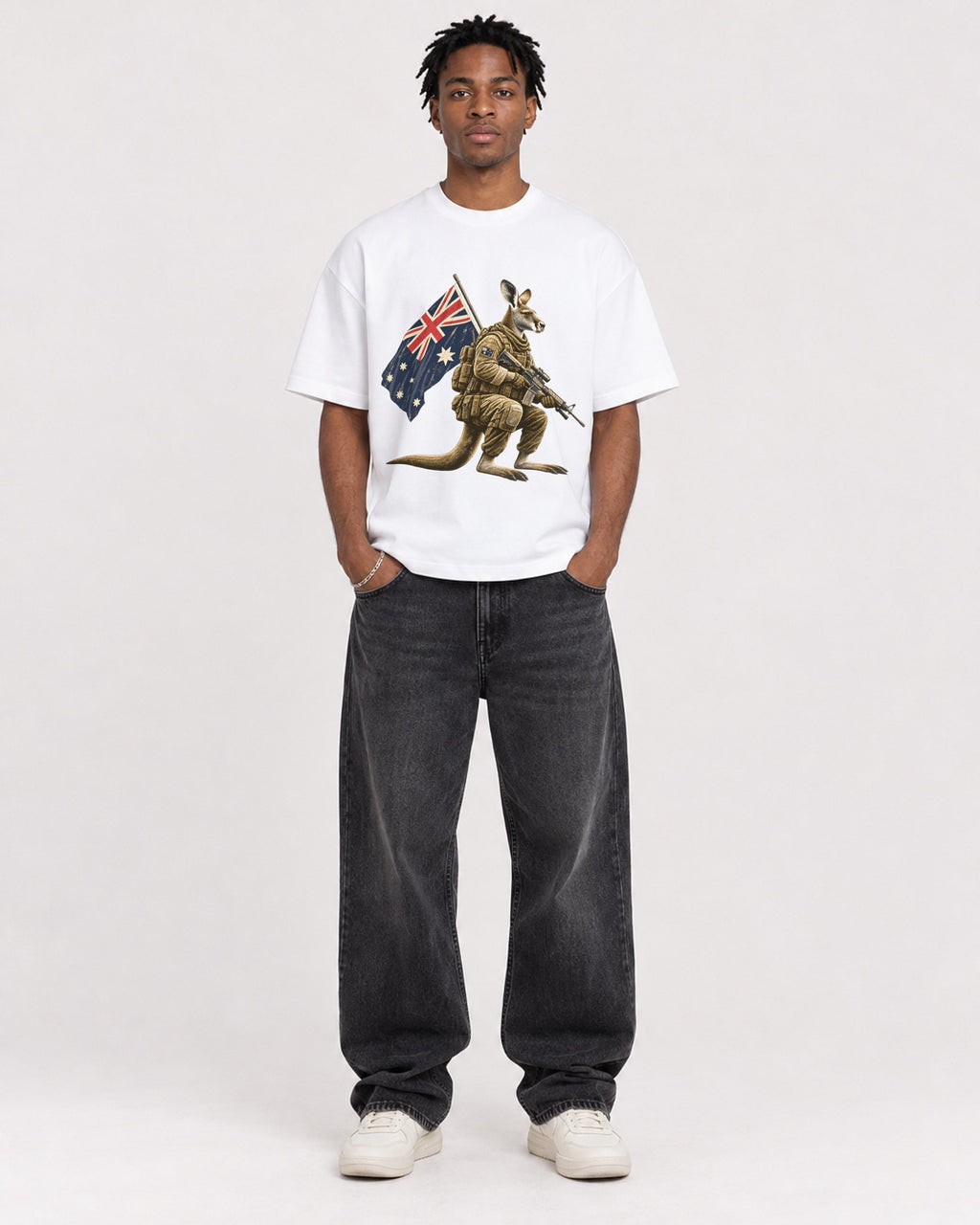 Mockup Boxy Heavyweight Tee White male full-body 05