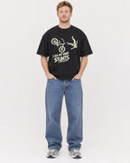 Mockup Boxy Heavyweight Tee Black male full-body 38