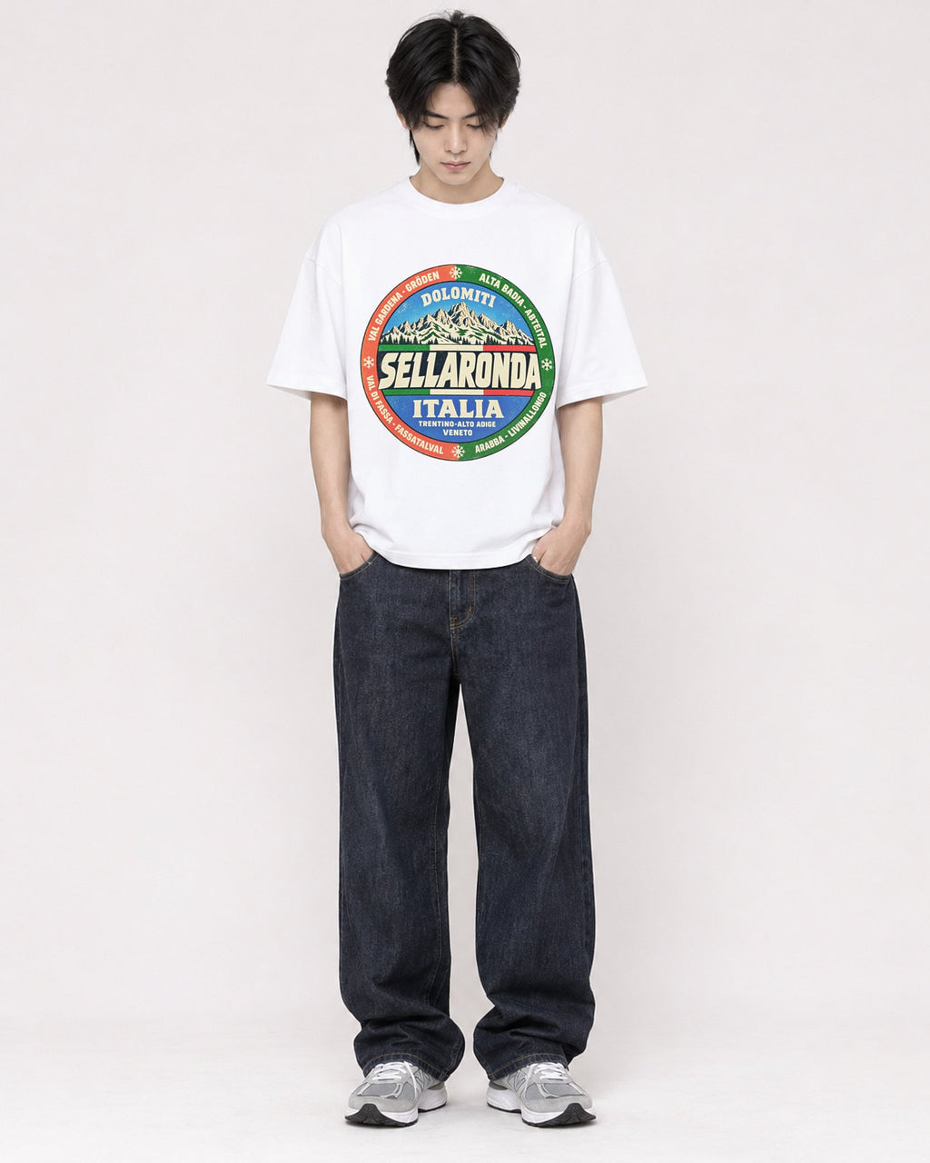 Mockup Boxy Heavyweight Tee White male full-body 11