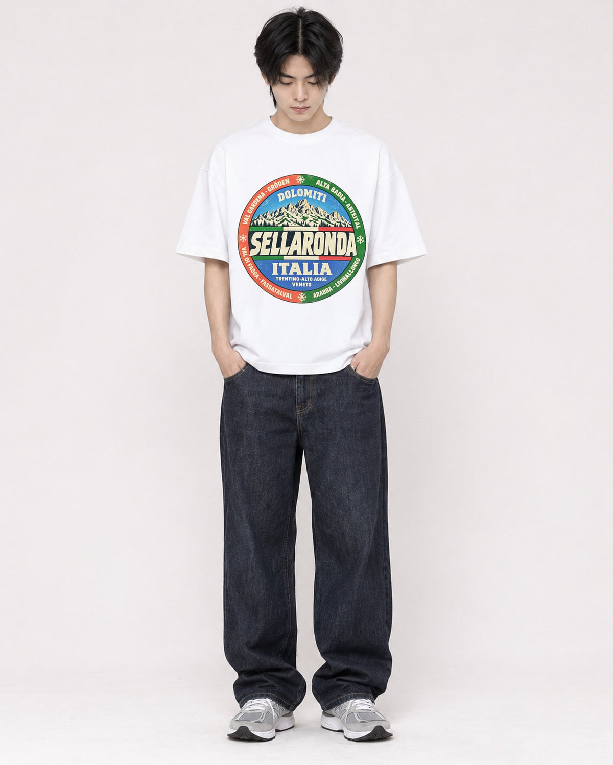Mockup Boxy Heavyweight Tee White male full-body 11