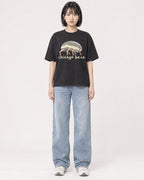 Mockup Boxy Heavyweight Tee Black female full-body 11