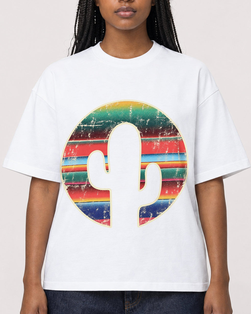 Mockup Boxy Heavyweight Tee White female close-up 04