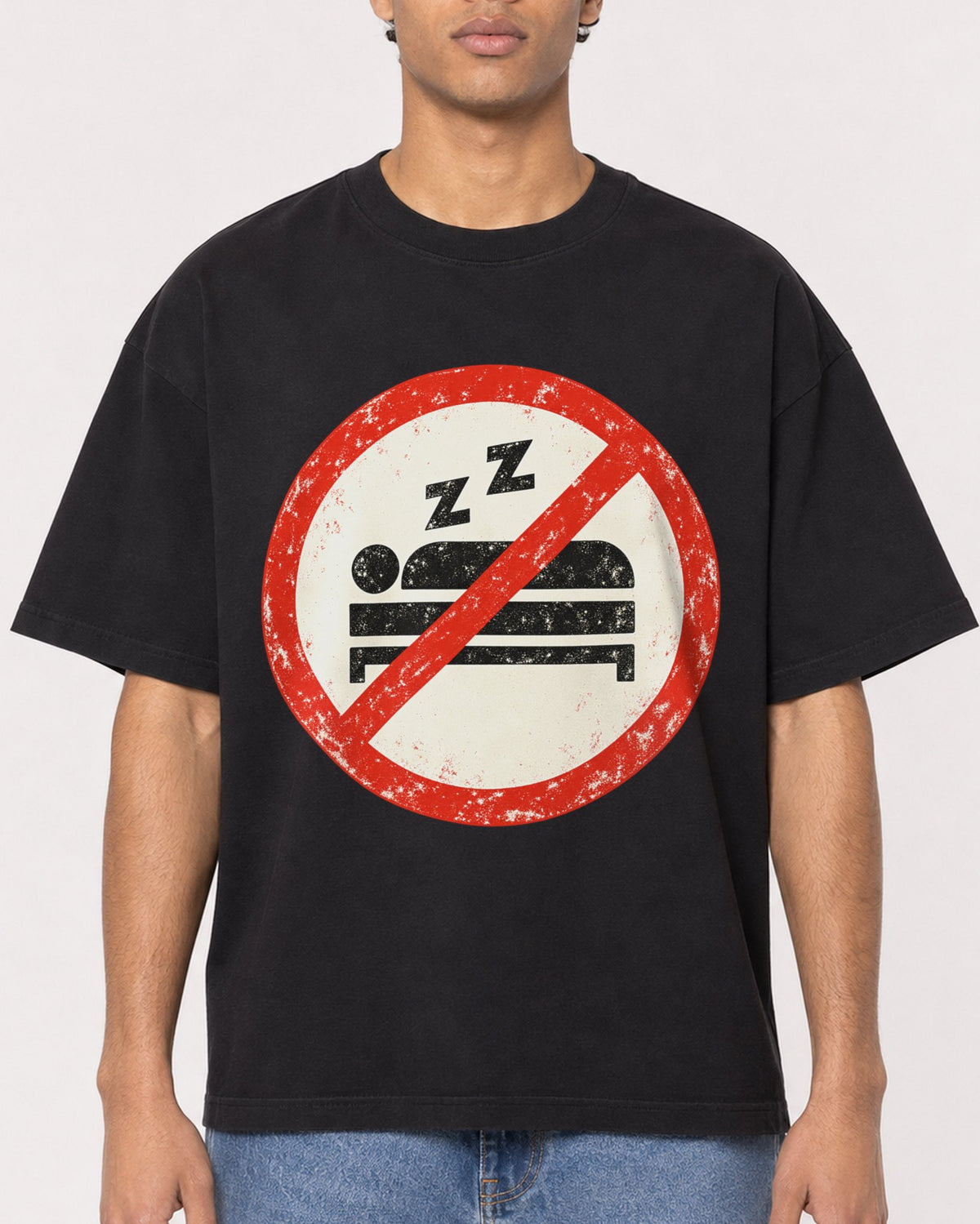 Mockup Boxy Heavyweight Tee Black male close-up 10