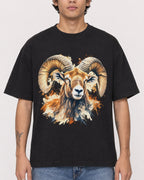 Mockup Boxy Heavyweight Tee Black male close-up 06