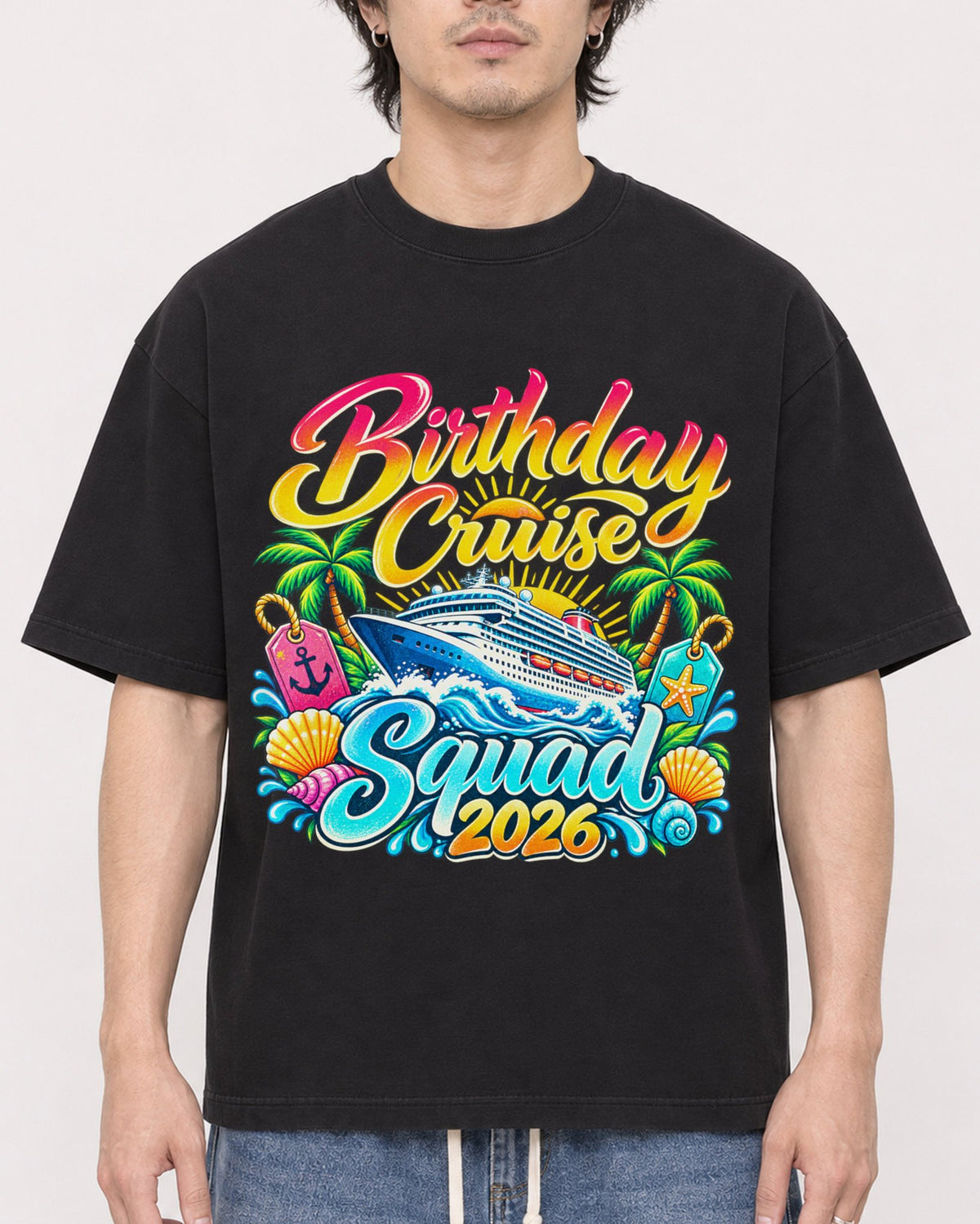 Mockup Boxy Heavyweight Tee Black male close-up 03