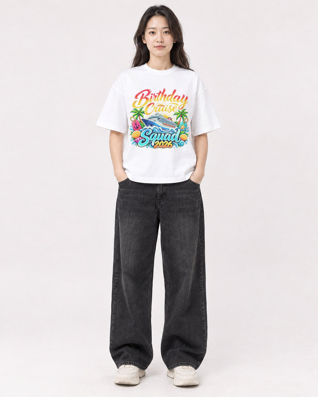 Mockup Boxy Heavyweight Tee White female full-body 03