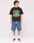 Mockup Boxy Heavyweight Tee Black male full-body 03