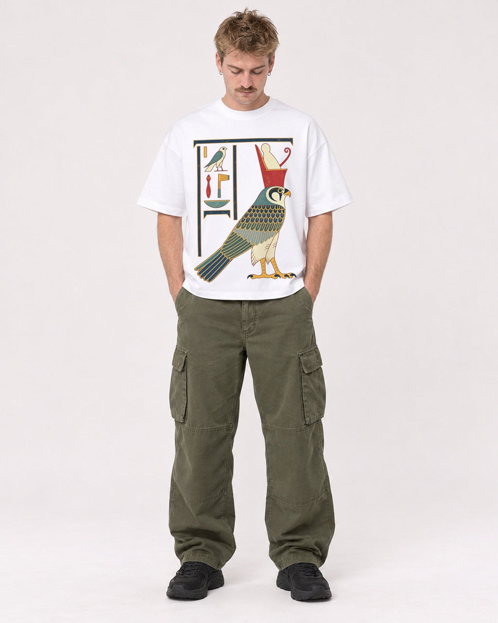 Mockup Boxy Heavyweight Tee White male full-body 19