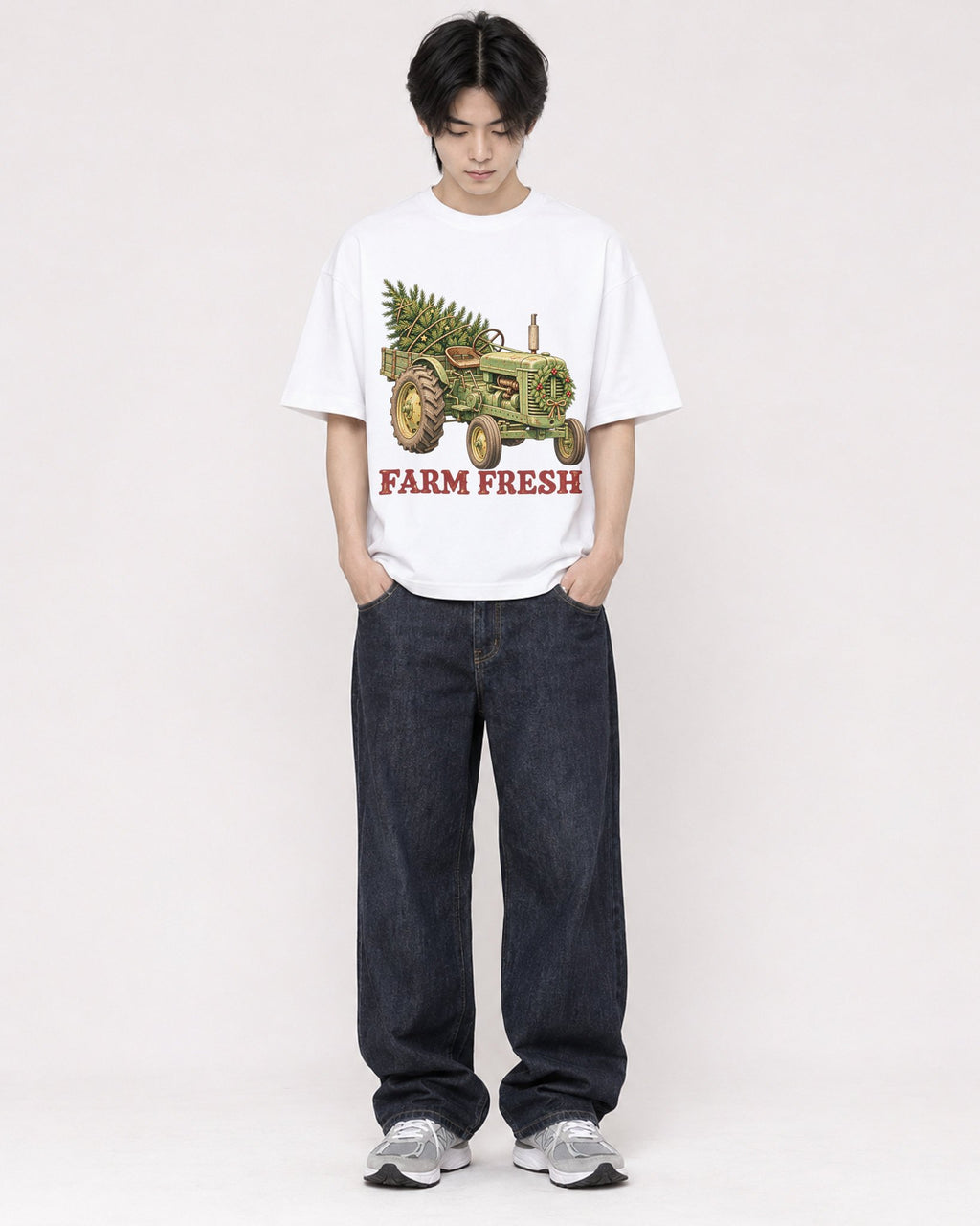 Mockup Boxy Heavyweight Tee White male full-body 11
