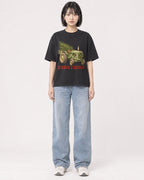Mockup Boxy Heavyweight Tee Black female full-body 11