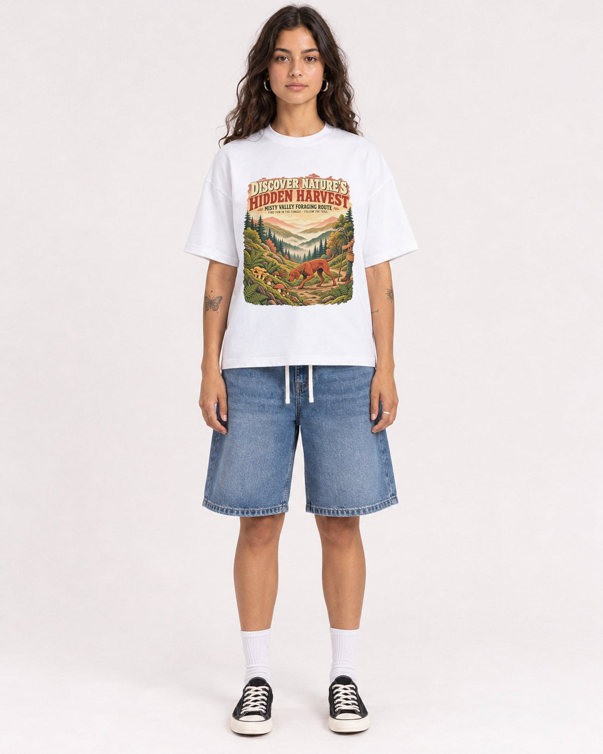 Mockup Boxy Heavyweight Tee White female full-body 06