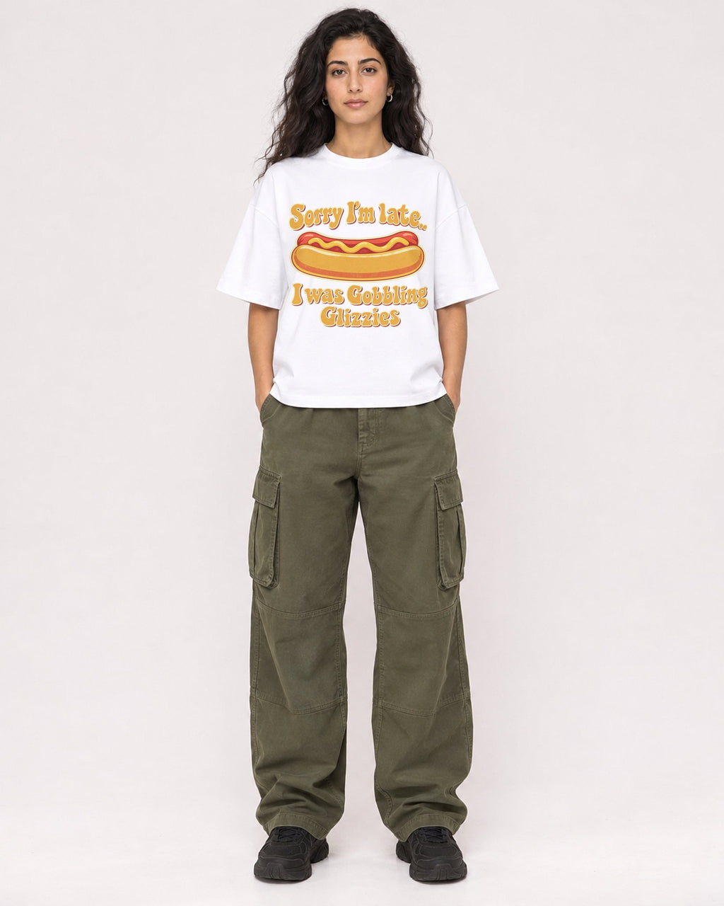 Mockup Boxy Heavyweight Tee White female full-body 07