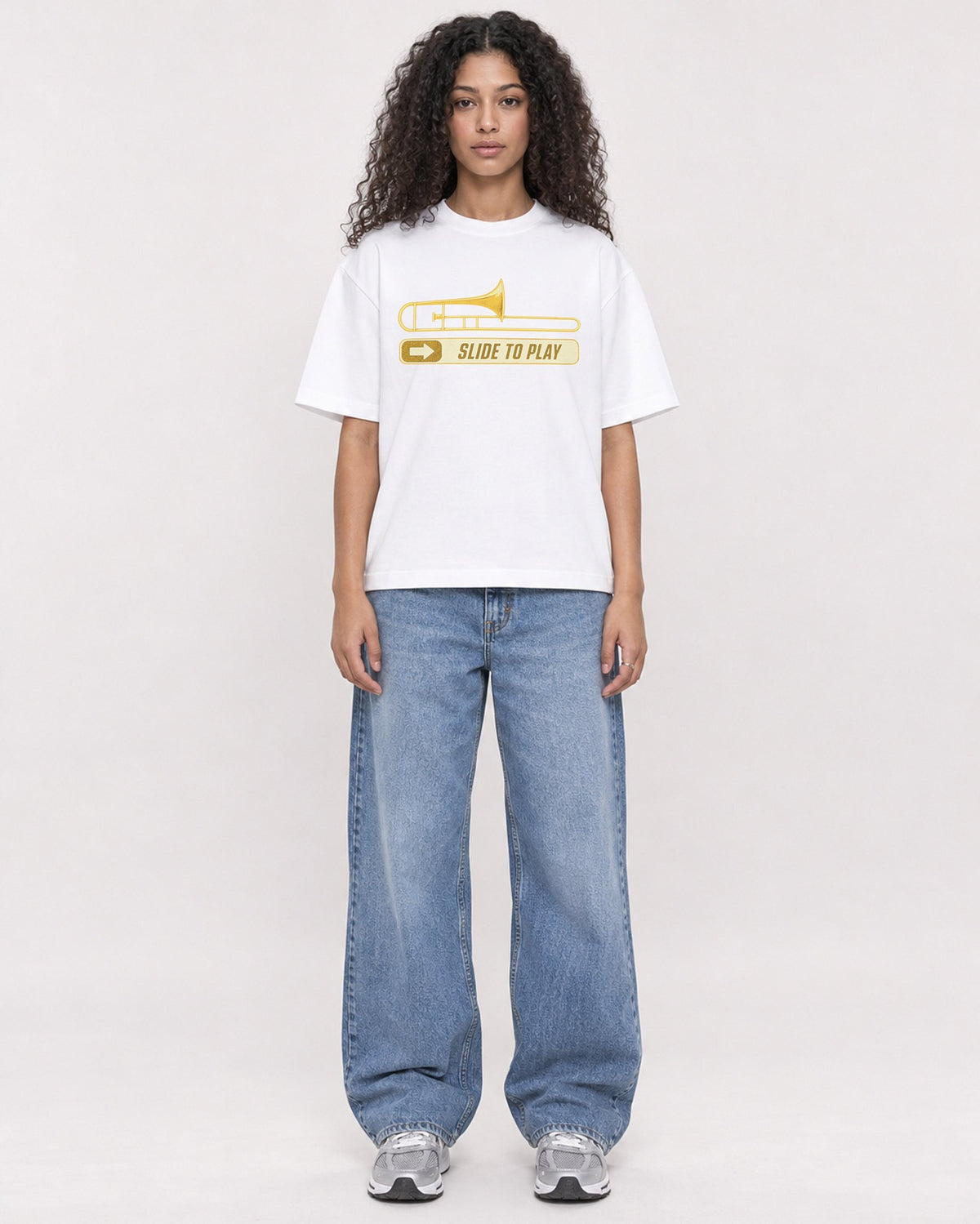 Mockup Boxy Heavyweight Tee White female full-body 10