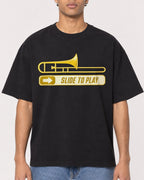 Mockup Boxy Heavyweight Tee Black male close-up 10