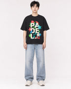Mockup Boxy Heavyweight Tee Black male full-body 01