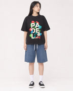 Mockup Boxy Heavyweight Tee Black female full-body 01
