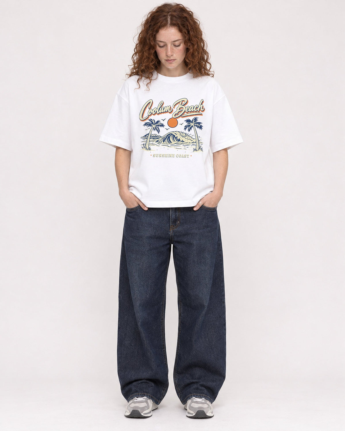 Mockup Boxy Heavyweight Tee White female full-body 09