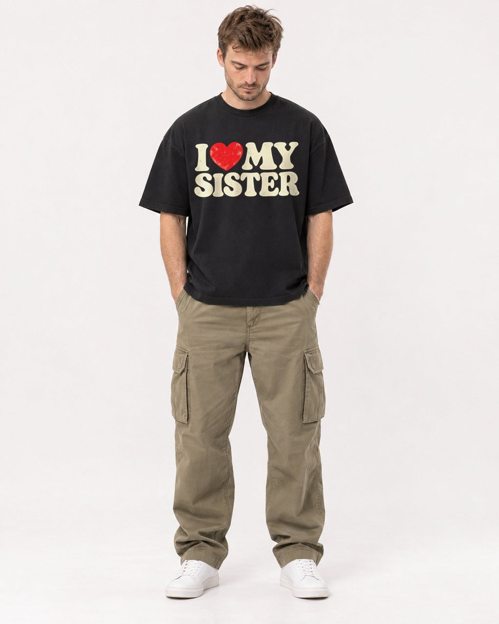 Mockup Boxy Heavyweight Tee Black male full-body 08