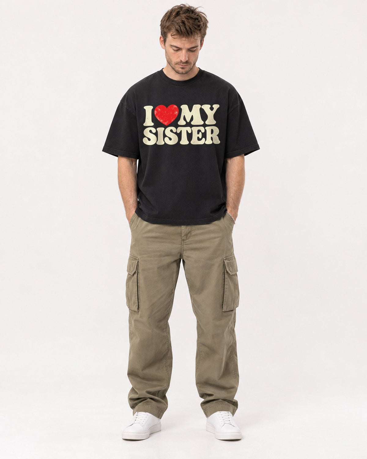 Mockup Boxy Heavyweight Tee Black male full-body 08
