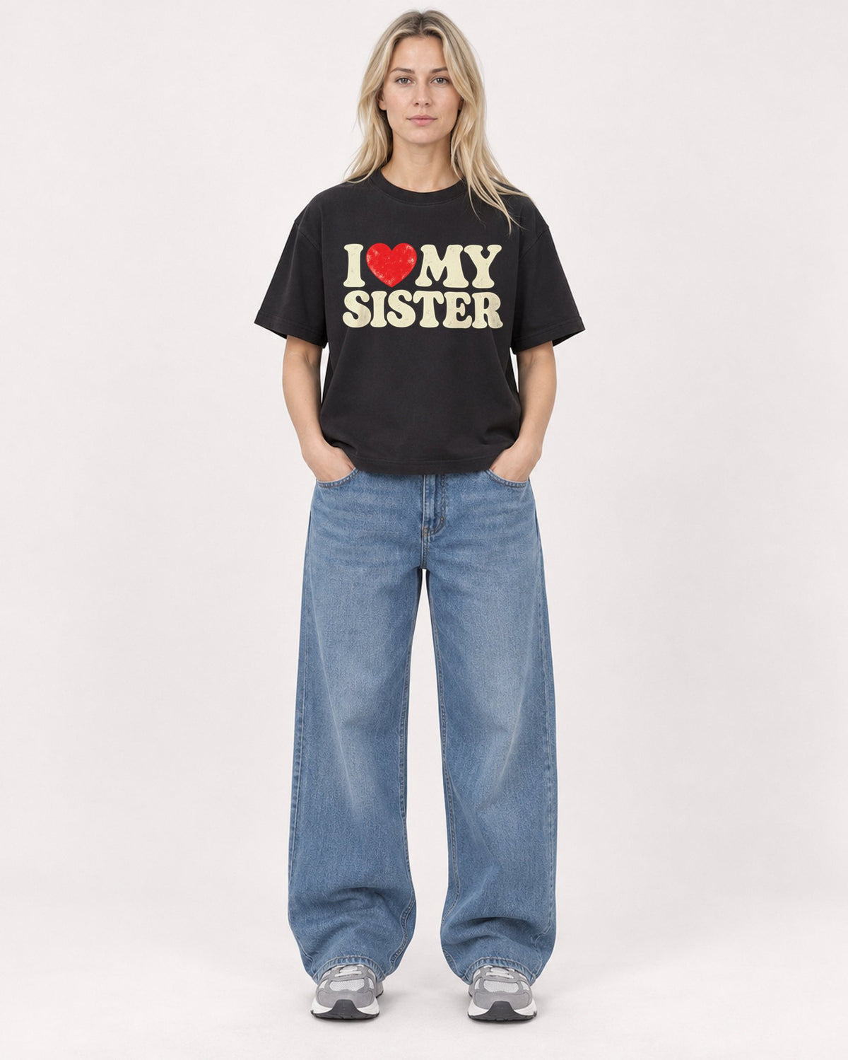Mockup Boxy Heavyweight Tee Black female full-body 08