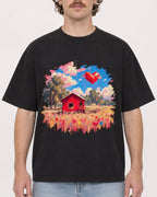 Mockup Boxy Heavyweight Tee Black male close-up 09