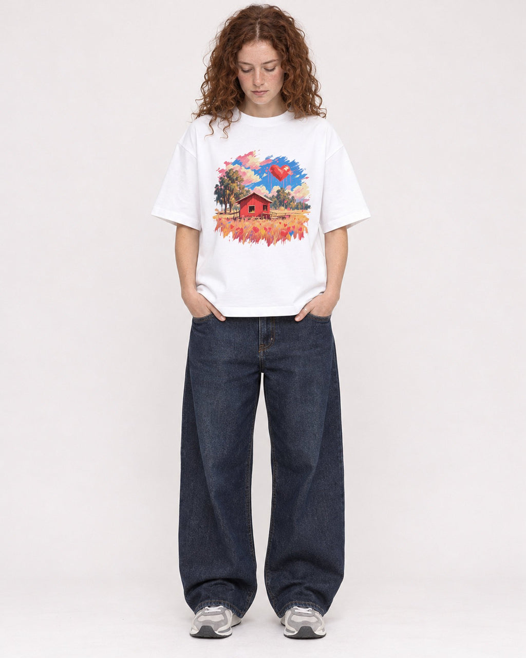 Mockup Boxy Heavyweight Tee White female full-body 09