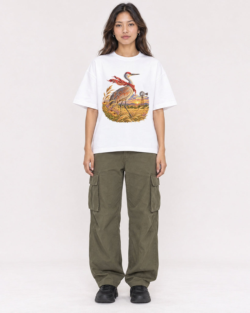 Mockup Boxy Heavyweight Tee White female full-body 02