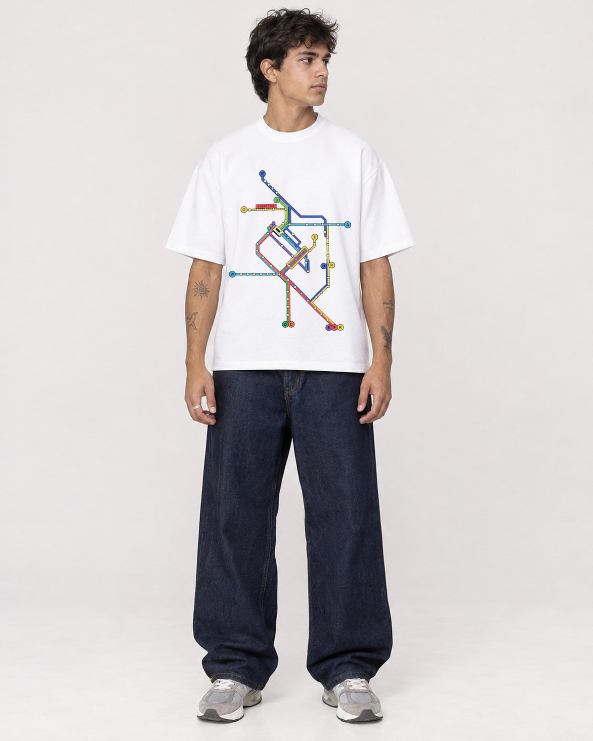 Mockup Boxy Heavyweight Tee White male full-body 06