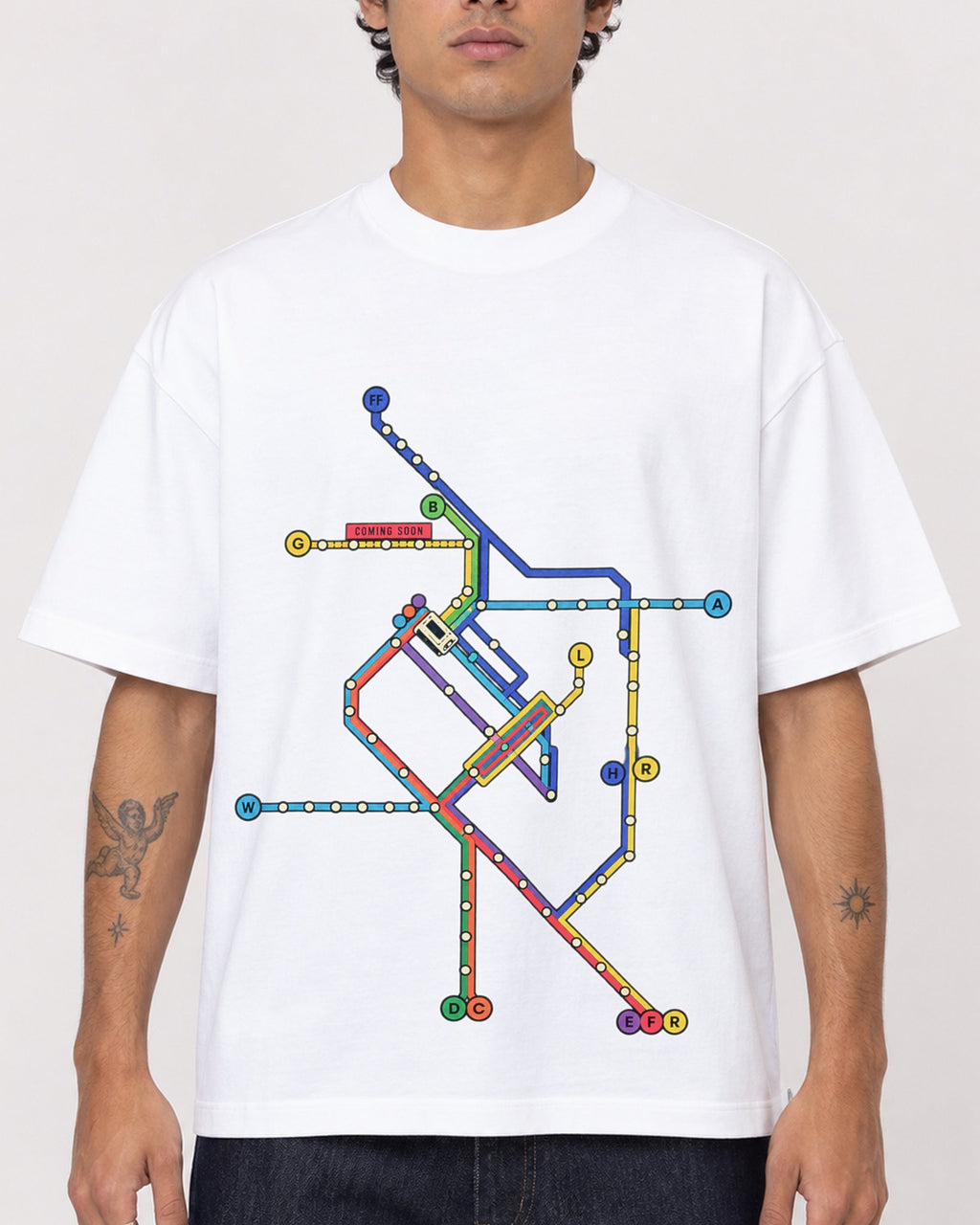 Mockup Boxy Heavyweight Tee White male close-up 06