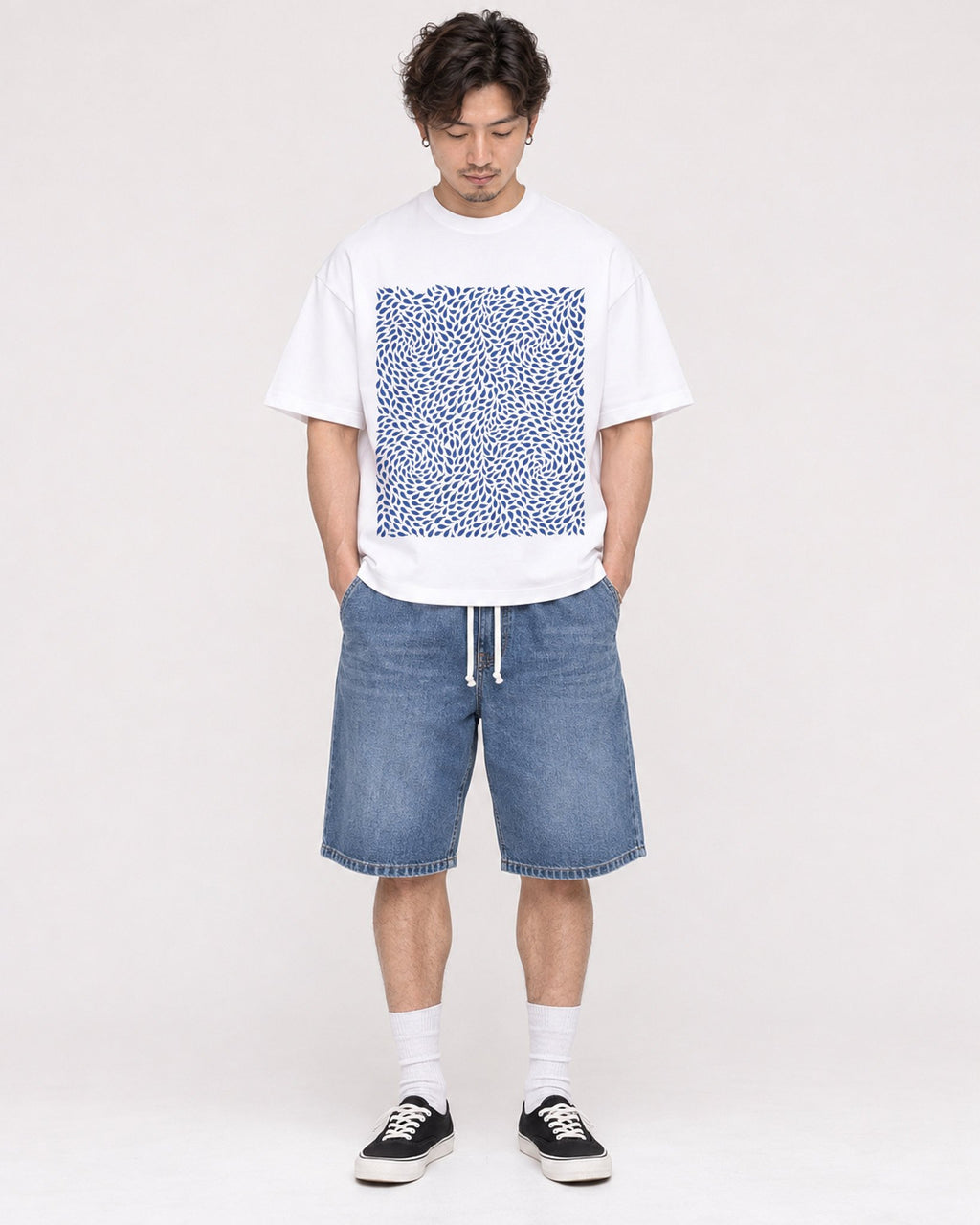 Mockup Boxy Heavyweight Tee White male full-body 03