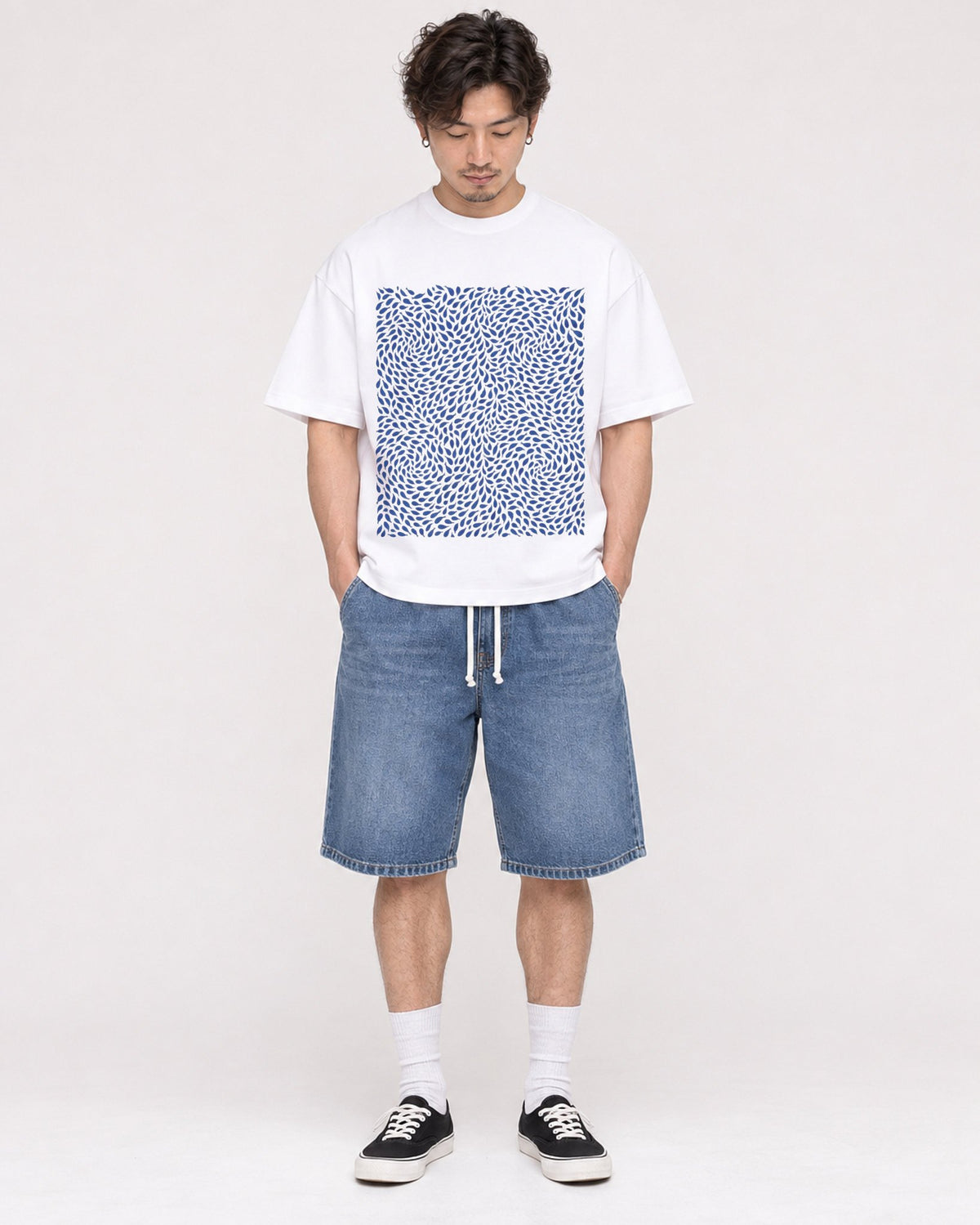 Mockup Boxy Heavyweight Tee White male full-body 03