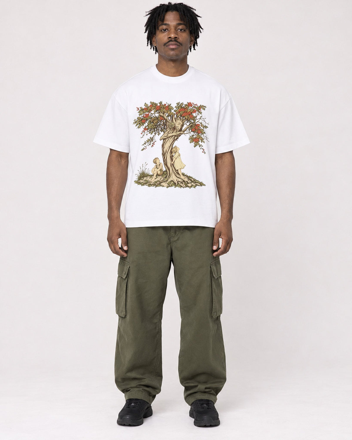 Mockup Boxy Heavyweight Tee White male full-body 04