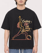 Mockup Boxy Heavyweight Tee Black male close-up 03